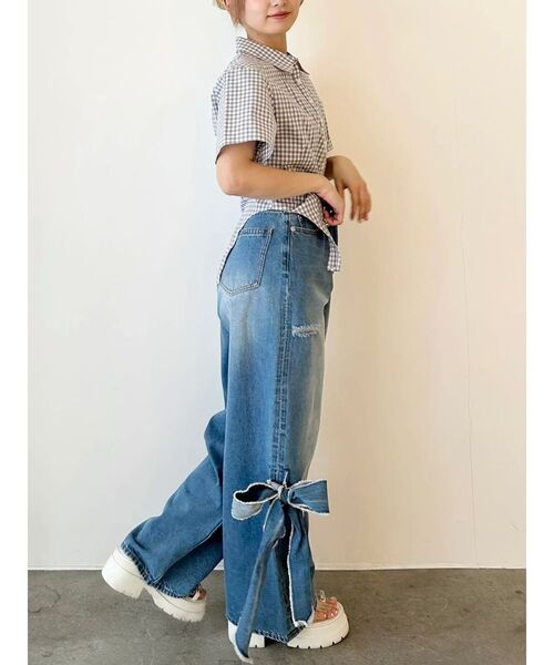 CALNAMUR(カルナムール)の「CORSET LIKE GINGHAM CHECK SHIRTS/コルセットライクギンガムチェックシャツ(シャツ/ブラウス・レディース・レッド/ブラック/グレー・FREE)」の11枚目の写真