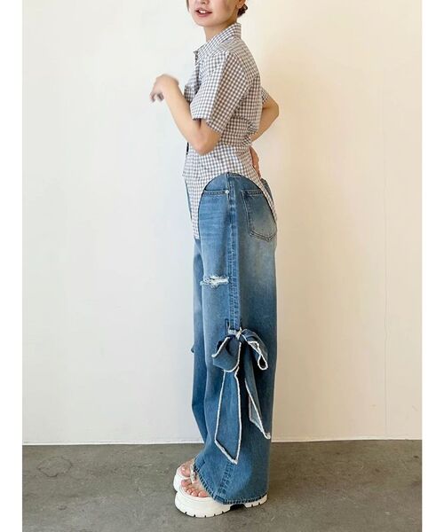 CALNAMUR(カルナムール)の「CORSET LIKE GINGHAM CHECK SHIRTS/コルセットライクギンガムチェックシャツ(シャツ/ブラウス・レディース・レッド/ブラック/グレー・FREE)」の12枚目の写真