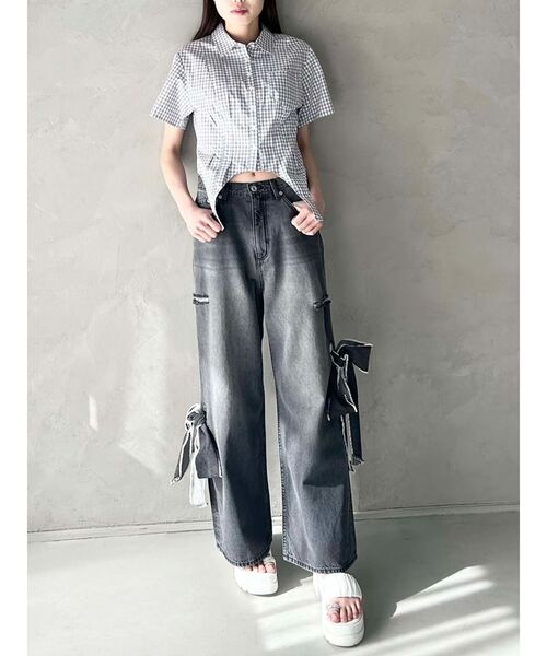 CALNAMUR(カルナムール)の「CORSET LIKE GINGHAM CHECK SHIRTS/コルセットライクギンガムチェックシャツ(シャツ/ブラウス・レディース・レッド/ブラック/グレー・FREE)」の15枚目の写真