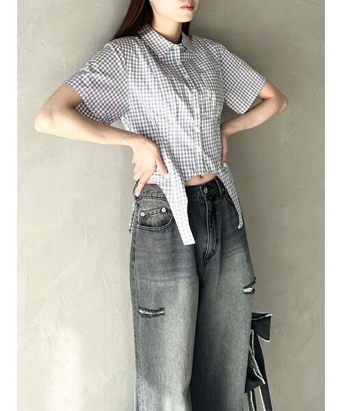 CALNAMUR(カルナムール)の「CORSET LIKE GINGHAM CHECK SHIRTS/コルセットライクギンガムチェックシャツ(シャツ/ブラウス・レディース・レッド/ブラック/グレー・FREE)」の16枚目の写真