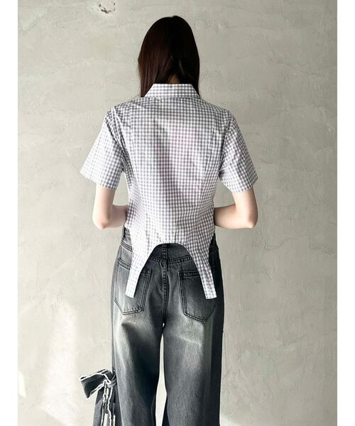 CALNAMUR(カルナムール)の「CORSET LIKE GINGHAM CHECK SHIRTS/コルセットライクギンガムチェックシャツ(シャツ/ブラウス・レディース・レッド/ブラック/グレー・FREE)」の17枚目の写真