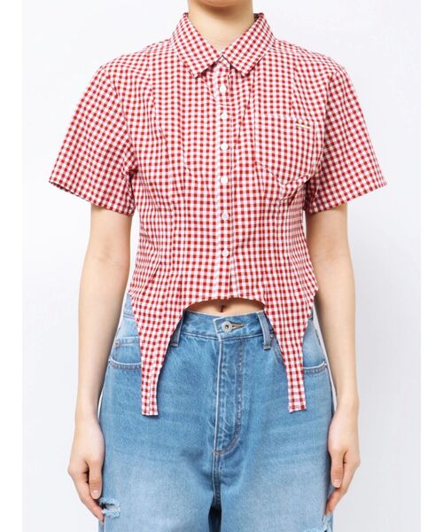 CALNAMUR(カルナムール)の「CORSET LIKE GINGHAM CHECK SHIRTS/コルセットライクギンガムチェックシャツ(シャツ/ブラウス・レディース・レッド/ブラック/グレー・FREE)」の18枚目の写真