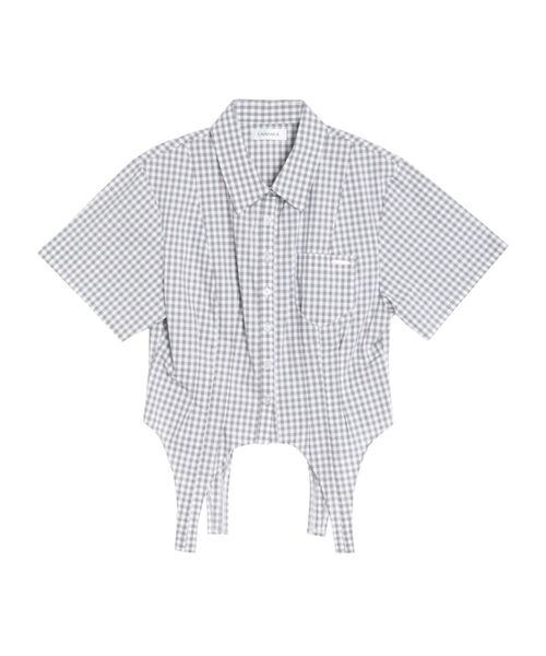 CALNAMUR(カルナムール)の「CORSET LIKE GINGHAM CHECK SHIRTS/コルセットライクギンガムチェックシャツ(シャツ/ブラウス・レディース・レッド/ブラック/グレー・FREE)」の2枚目の写真