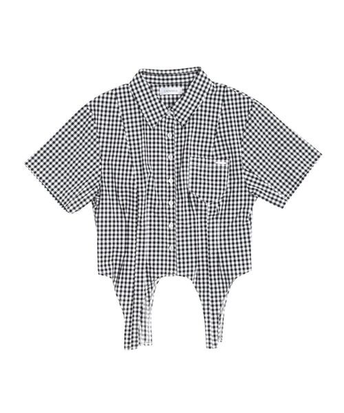 CALNAMUR(カルナムール)の「CORSET LIKE GINGHAM CHECK SHIRTS/コルセットライクギンガムチェックシャツ(シャツ/ブラウス・レディース・レッド/ブラック/グレー・FREE)」の1枚目の写真