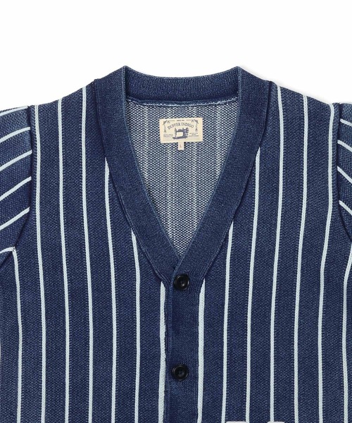 The DUFFER of ST.GEORGE（ザダファーオブセントジョージ）の「[INDIGO LABEL] INDIGO STRIPE＆BORDER CARDIGAN：インディゴ ボーダー ストライプ カーディガン（カーディガン/ボレロ・メンズ・インディゴブルー/ダークインディゴブルー・MEDIUM/LARGE/X-LARGE）」の13枚目の写真
