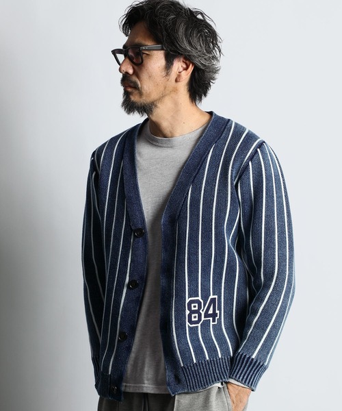 The DUFFER of ST.GEORGE（ザダファーオブセントジョージ）の「[INDIGO LABEL] INDIGO STRIPE＆BORDER CARDIGAN：インディゴ ボーダー ストライプ カーディガン（カーディガン/ボレロ・メンズ・インディゴブルー/ダークインディゴブルー・MEDIUM/LARGE/X-LARGE）」の6枚目の写真