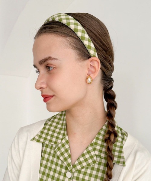 an another angelus（アンアナザーアンジェラス）の「レトロギンガムカチューシャ（カチューシャ・レディース・ホワイト×ブルー/ピンク/ホワイト×グリーン・FREE）」の10枚目の写真