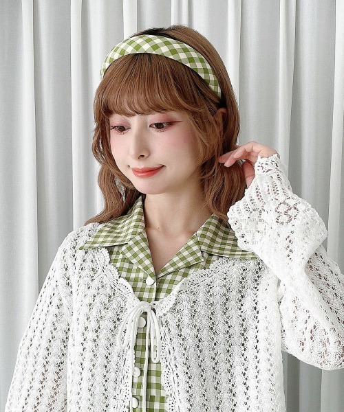 an another angelus（アンアナザーアンジェラス）の「レトロギンガムカチューシャ（カチューシャ・レディース・ホワイト×ブルー/ピンク/ホワイト×グリーン・FREE）」の18枚目の写真