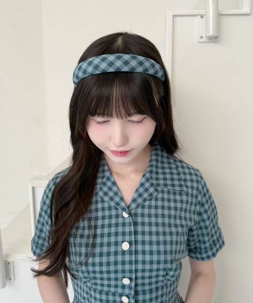 an another angelus（アンアナザーアンジェラス）の「レトロギンガムカチューシャ（カチューシャ・レディース・ホワイト×ブルー/ピンク/ホワイト×グリーン・FREE）」の12枚目の写真