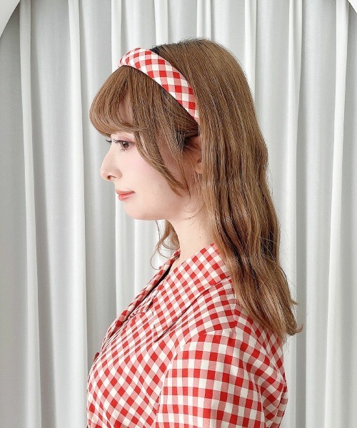an another angelus（アンアナザーアンジェラス）の「レトロギンガムカチューシャ（カチューシャ・レディース・ホワイト×ブルー/ピンク/ホワイト×グリーン・FREE）」の15枚目の写真