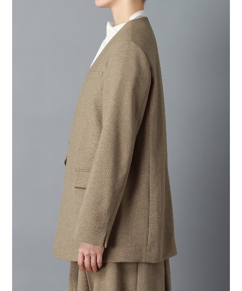 新品未使用✨自由区　ジャケット　L　ベージュ　麻混　生地マンテコ　ウォッシャブル セール】CIS． リネンルックジャケット＆キャンディアクセントジレ