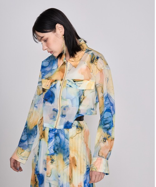 casane(カサネ)の「CASANE(カサネ)マーブルペイントジップシャツ(シャツ/ブラウス・レディース・イエロー/アイボリー・F)」の6枚目の写真