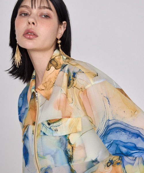 tシャツ CASANE（カサネ）別注マーブルペイントロングスリーブカットソー レディース CASANE（カサネ）別注マーブルペイントロングスリーブカットソー