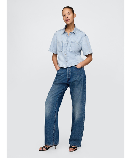 GAP(ギャップ)の「ウルトラソフト クロップド デニムシャツ(シャツ/ブラウス・レディース・ライトインディゴブルー・XXS/S/XS/L/M)」の10枚目の写真