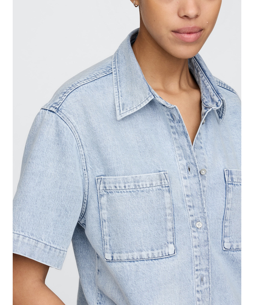 GAP(ギャップ)の「ウルトラソフト クロップド デニムシャツ(シャツ/ブラウス・レディース・ライトインディゴブルー・XXS/S/XS/L/M)」の11枚目の写真