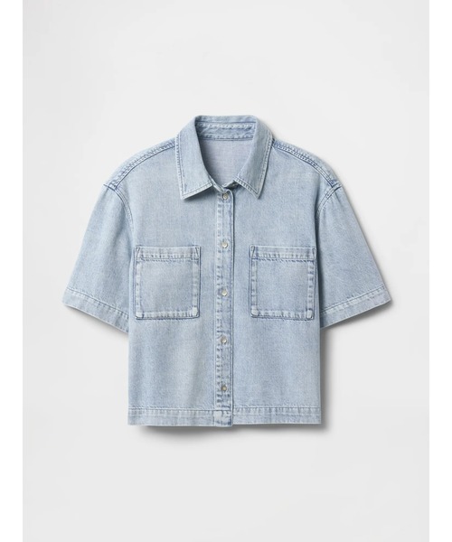 GAP(ギャップ)の「ウルトラソフト クロップド デニムシャツ(シャツ/ブラウス・レディース・ライトインディゴブルー・XXS/S/XS/L/M)」の3枚目の写真