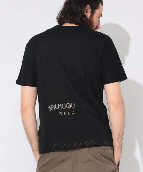 人気■1PIU1UGUALE3 RELAX■フェイクレザーロゴ 半袖 Tシャツ 1PIU1UGUALE3 RELAX tシャツ RELAX(ウノピゥウノウグァーレトレ