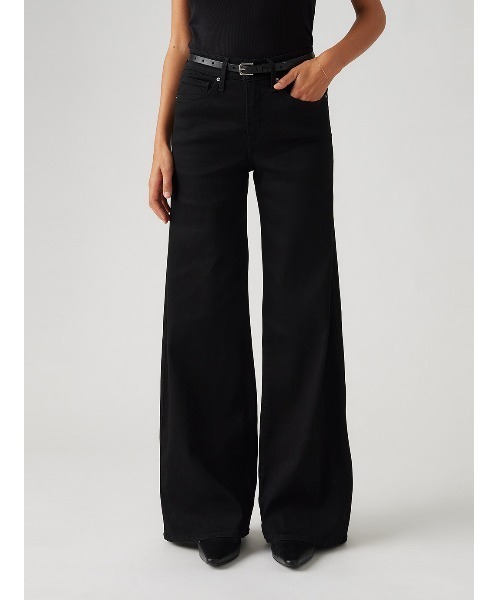 Levi's リメイク ブラック ワイドレッグデニム Levi's リメイク ブラック ワイドレッグデニム