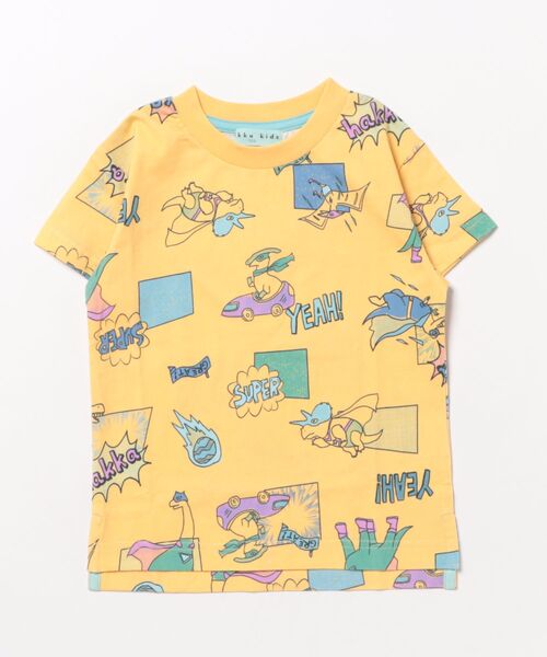 HAKKA KIDS（ハッカキッズ）の「スーパーDINOヒーロープリントTシャツ（Tシャツ/カットソー・キッズ・ライトグレー/イエロー・100cm/110cm/120cm/130cm）」の2枚目の写真