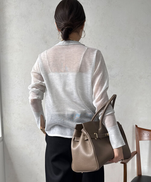 DouDou（ドゥドゥ）の「【華奢見え】シアー襟付ニット（ニット/セーター・レディース・ネイビー/グレー/ブルー・FREE）」の12枚目の写真