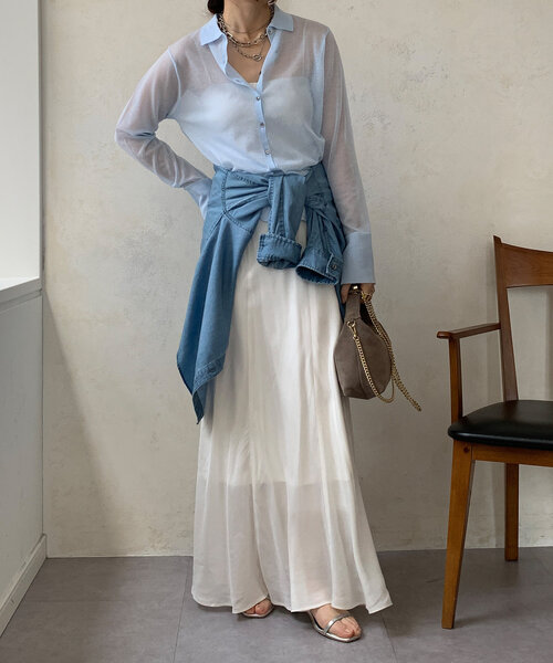 DouDou（ドゥドゥ）の「【華奢見え】シアー襟付ニット（ニット/セーター・レディース・ネイビー/グレー/ブルー・FREE）」の15枚目の写真