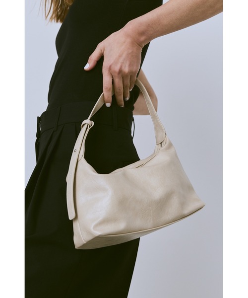 アイボリー レザー トートバッグ HEREU ヘリュー Filat フィラット Knotted Mini Drawstring Tote