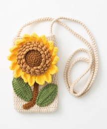 ハンドメイド 手編み かぎ編み ニットサコッシュバッグ