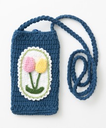 ハンドメイド 手編み かぎ編み ニットサコッシュバッグ