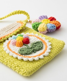 ハンドメイド 手編み かぎ編み ニットサコッシュバッグ