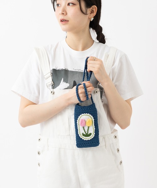 emonique(エモニーク)の「ハンドメイド 手編み かぎ編み ニットサコッシュバッグ(ショルダーバッグ・レディース・ローズ/ネイビー/パープル/ベージュ/ピンク/グリーン/イエロー・FREE)」の11枚目の写真