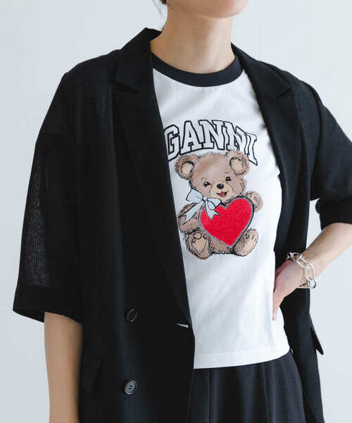 GANNI BEAR Tシャツ 半袖 GANNI Basic Jersey Bear Small T-shirts（Tシャツ/カットソー
