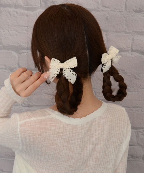 Mayree（メイリー）の「【float】ナチュラル レース リボン ヘアゴム【2個セット】（ヘアゴム・レディース・ホワイト/ブルー・FREE）」の2枚目の写真