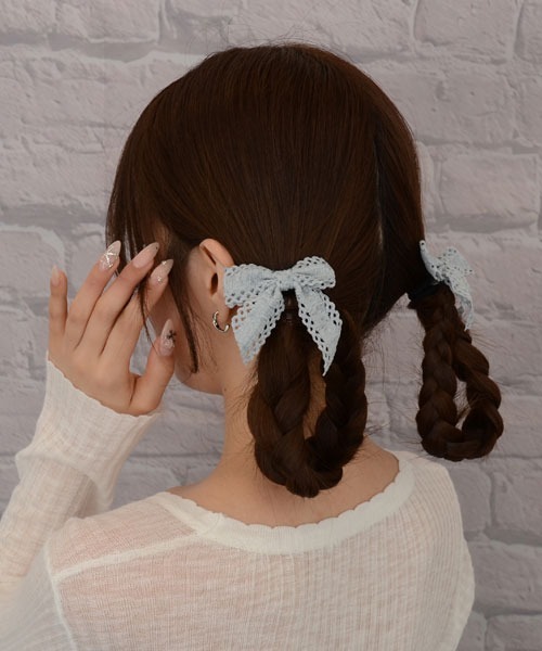 Mayree（メイリー）の「【float】ナチュラル レース リボン ヘアゴム【2個セット】（ヘアゴム・レディース・ホワイト/ブルー・FREE）」の8枚目の写真