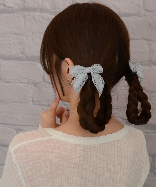 Mayree（メイリー）の「【float】ナチュラル レース リボン ヘアゴム【2個セット】（ヘアゴム・レディース・ホワイト/ブルー・FREE）」の7枚目の写真