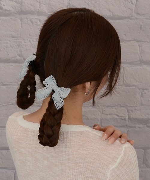 Mayree（メイリー）の「【float】ナチュラル レース リボン ヘアゴム【2個セット】（ヘアゴム・レディース・ホワイト/ブルー・FREE）」の6枚目の写真