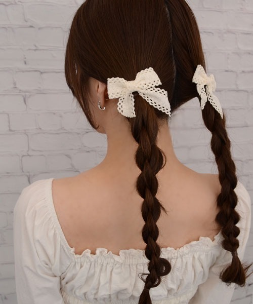 Mayree（メイリー）の「【float】ナチュラル レース リボン ヘアゴム【2個セット】（ヘアゴム・レディース・ホワイト/ブルー・FREE）」の11枚目の写真