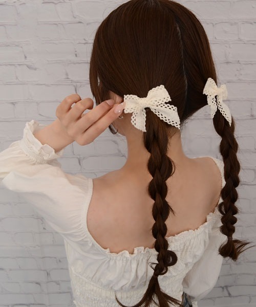 Mayree（メイリー）の「【float】ナチュラル レース リボン ヘアゴム【2個セット】（ヘアゴム・レディース・ホワイト/ブルー・FREE）」の10枚目の写真