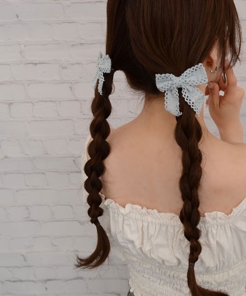 Mayree（メイリー）の「【float】ナチュラル レース リボン ヘアゴム【2個セット】（ヘアゴム・レディース・ホワイト/ブルー・FREE）」の3枚目の写真