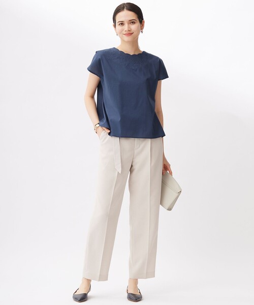 自由区（ジユウク）の「ライトリネンライクテーパード パンツ（その他パンツ・レディース・ベージュ系/ブラック系・38/40/36/42）」の4枚目の写真
