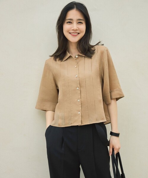 自由区（ジユウク）の「ライトリネンライクテーパード パンツ（その他パンツ・レディース・ベージュ系/ブラック系・38/40/36/42）」の9枚目の写真