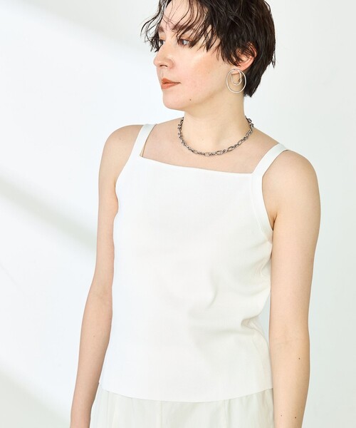 NOLLEY’S（ノーリーズ）の「《手洗い可能》総針オトナタンクトップ（タンクトップ・レディース・オフホワイト/ネイビー/ブラウン/ブラック・36/38）」の8枚目の写真