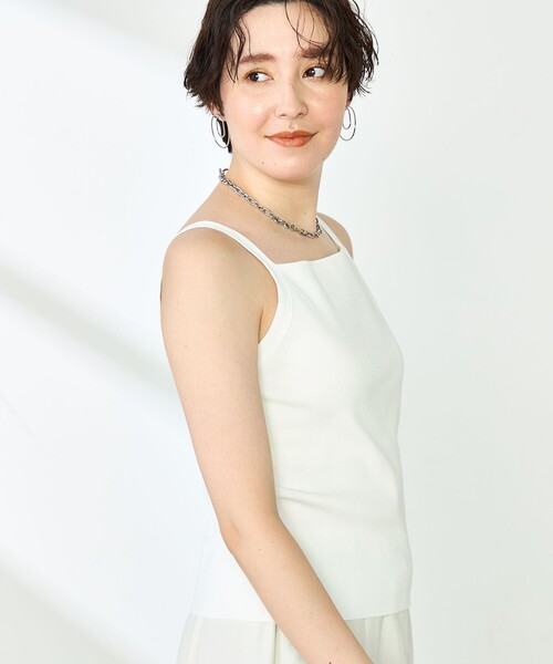 NOLLEY’S（ノーリーズ）の「《手洗い可能》総針オトナタンクトップ（タンクトップ・レディース・オフホワイト/ネイビー/ブラウン/ブラック・36/38）」の11枚目の写真