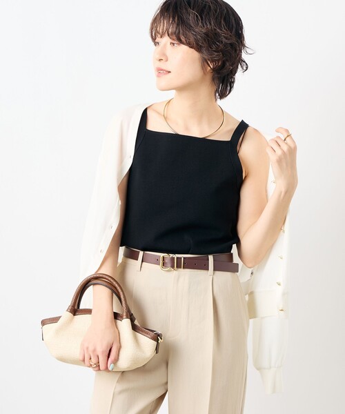 NOLLEY’S（ノーリーズ）の「《手洗い可能》総針オトナタンクトップ（タンクトップ・レディース・オフホワイト/ネイビー/ブラウン/ブラック・36/38）」の20枚目の写真