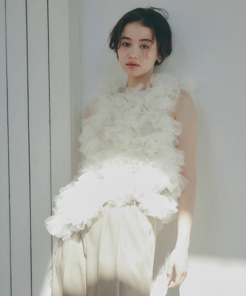 asymmetry tulle tops（シャツ/ブラウス）｜NOTREemor