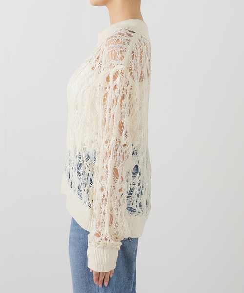 TAAKK(ターク)の「TAAKK TAPE YARN KNIT TA25SS-KN030:ニット(ニット/セーター・レディース・ホワイト・MEDIUM)」の4枚目の写真
