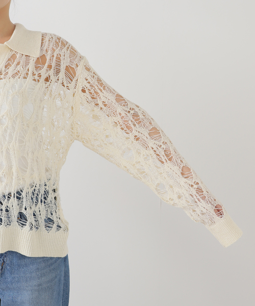 TAAKK(ターク)の「TAAKK TAPE YARN KNIT TA25SS-KN030:ニット(ニット/セーター・レディース・ホワイト・MEDIUM)」の7枚目の写真