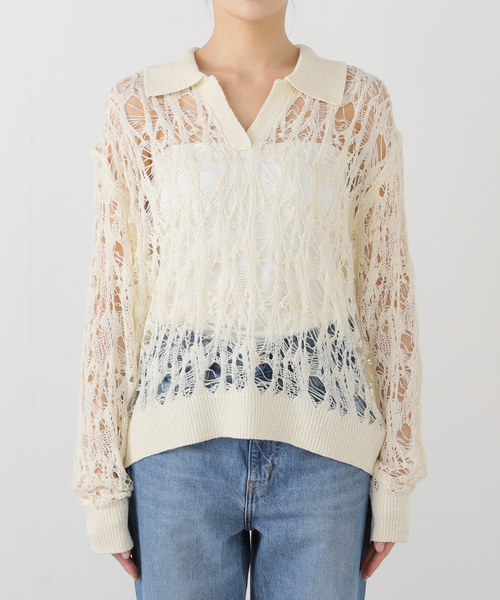TAAKK(ターク)の「TAAKK TAPE YARN KNIT TA25SS-KN030:ニット(ニット/セーター・レディース・ホワイト・MEDIUM)」の12枚目の写真