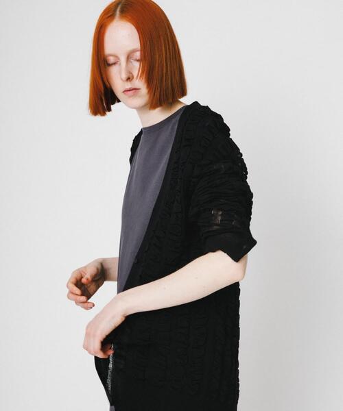 LAATO（ラート）の「fukure cardigan（カーディガン/ボレロ・レディース・オフホワイト/ブラック・FREE）」の2枚目の写真