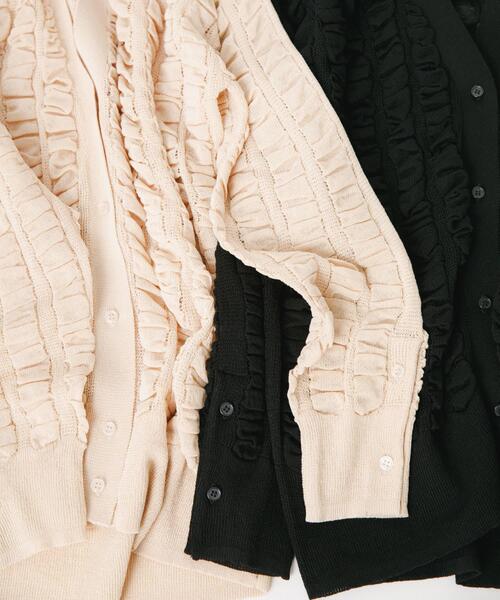LAATO(ラート)の「fukure cardigan(カーディガン/ボレロ・レディース・オフホワイト/ブラック・FREE)」の4枚目の写真
