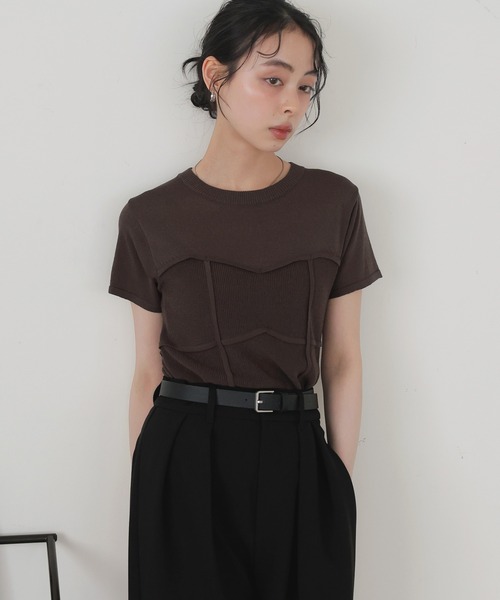 新品アリシアスタンサマーリブニットビスチェ ALEXIA STAM（アリシアスタン）の「Slit Sleeve Knit Top